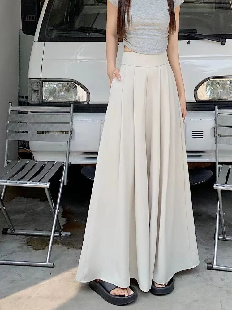 Women's  Spring And Summer Thin Pleated Suit Pants High Waist Draped Slimming Casual Trendy Skirt display picture 10