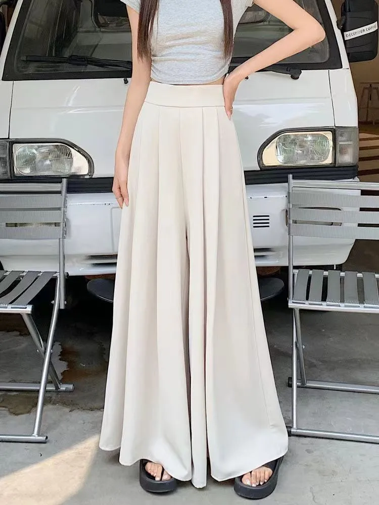 Women's  Spring And Summer Thin Pleated Suit Pants High Waist Draped Slimming Casual Trendy Skirt display picture 11
