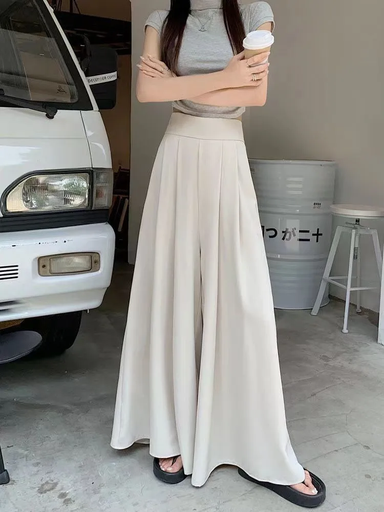 Women's  Spring And Summer Thin Pleated Suit Pants High Waist Draped Slimming Casual Trendy Skirt display picture 14