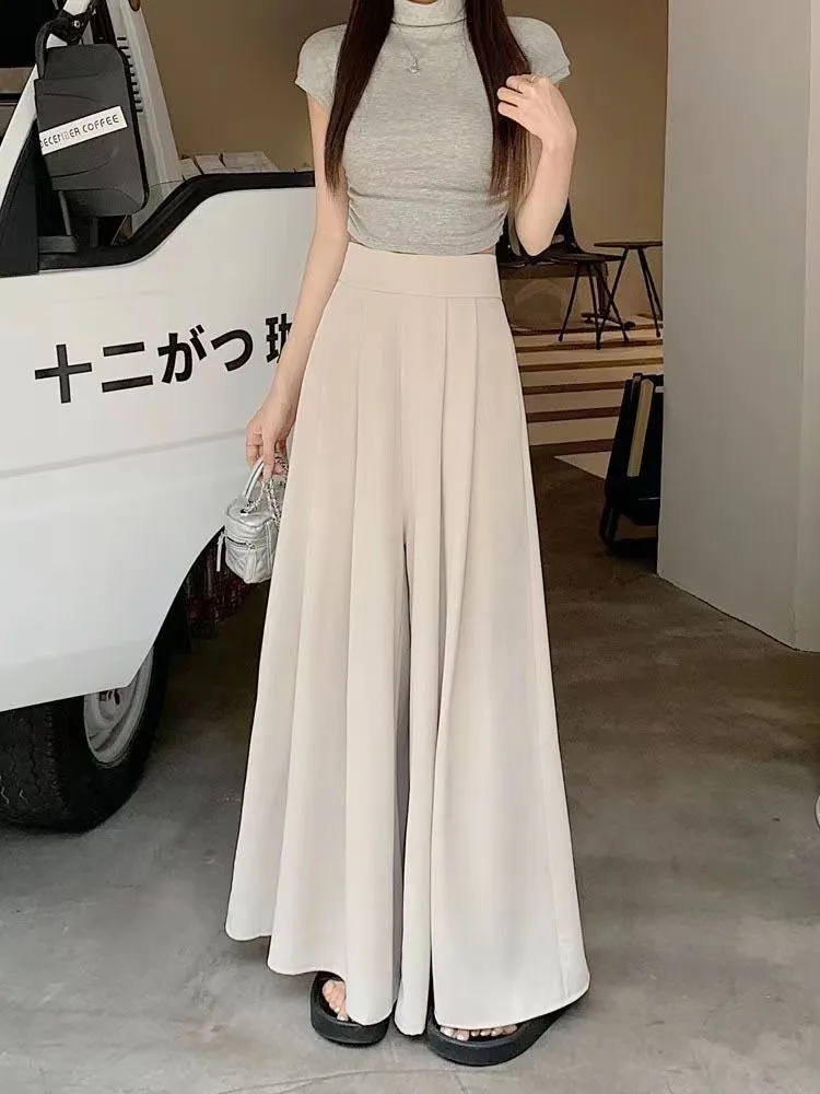 Women's  Spring And Summer Thin Pleated Suit Pants High Waist Draped Slimming Casual Trendy Skirt display picture 16