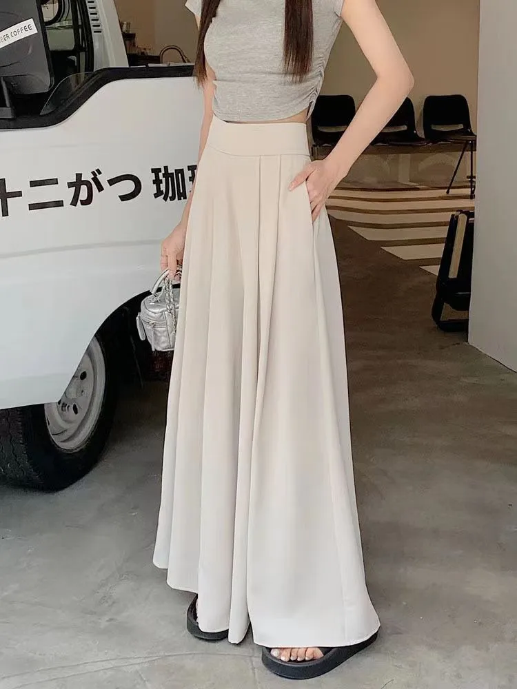 Women's  Spring And Summer Thin Pleated Suit Pants High Waist Draped Slimming Casual Trendy Skirt display picture 17