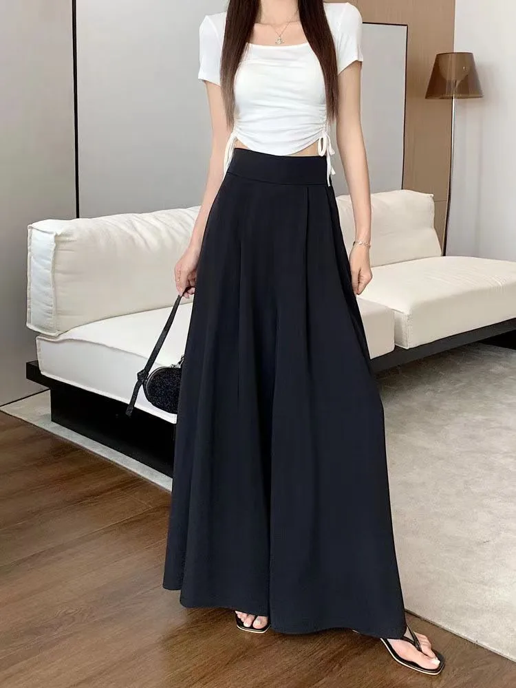Women's  Spring And Summer Thin Pleated Suit Pants High Waist Draped Slimming Casual Trendy Skirt display picture 19