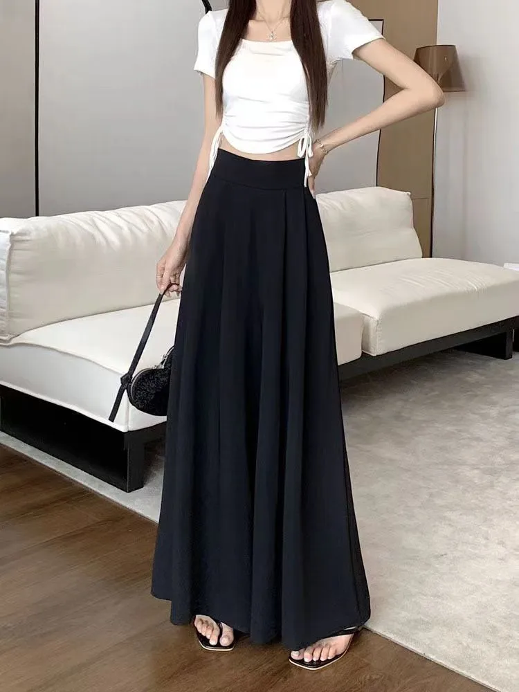 Women's  Spring And Summer Thin Pleated Suit Pants High Waist Draped Slimming Casual Trendy Skirt display picture 20
