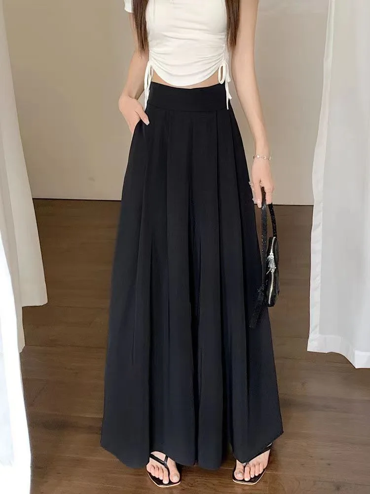 Women's  Spring And Summer Thin Pleated Suit Pants High Waist Draped Slimming Casual Trendy Skirt display picture 28