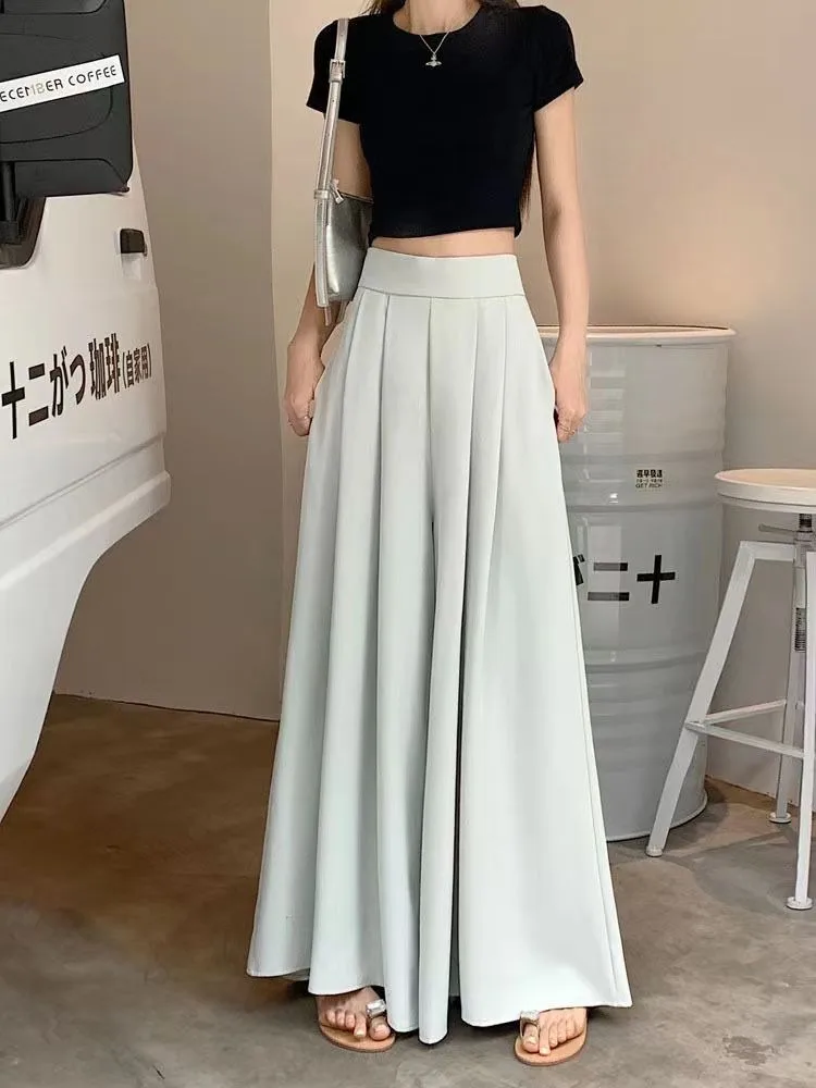 Women's  Spring And Summer Thin Pleated Suit Pants High Waist Draped Slimming Casual Trendy Skirt display picture 29