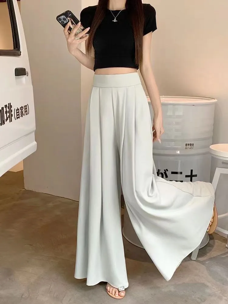 Women's  Spring And Summer Thin Pleated Suit Pants High Waist Draped Slimming Casual Trendy Skirt display picture 33