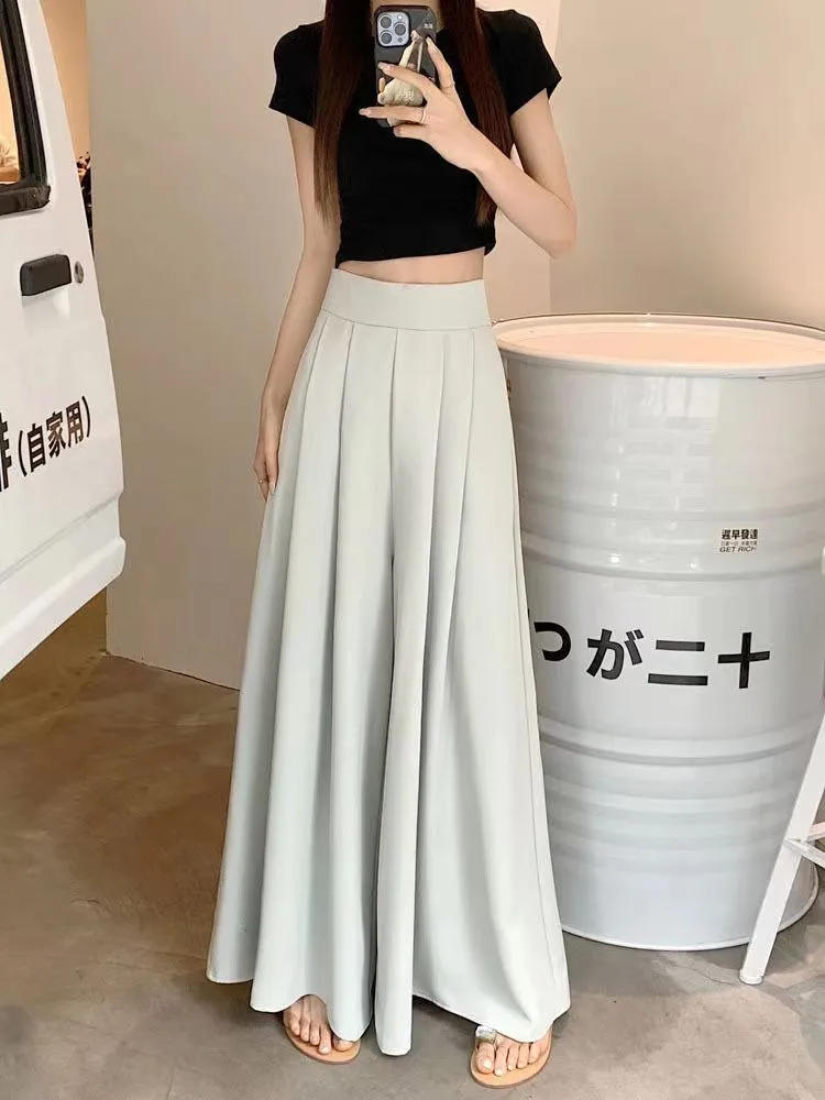 Women's  Spring And Summer Thin Pleated Suit Pants High Waist Draped Slimming Casual Trendy Skirt display picture 34