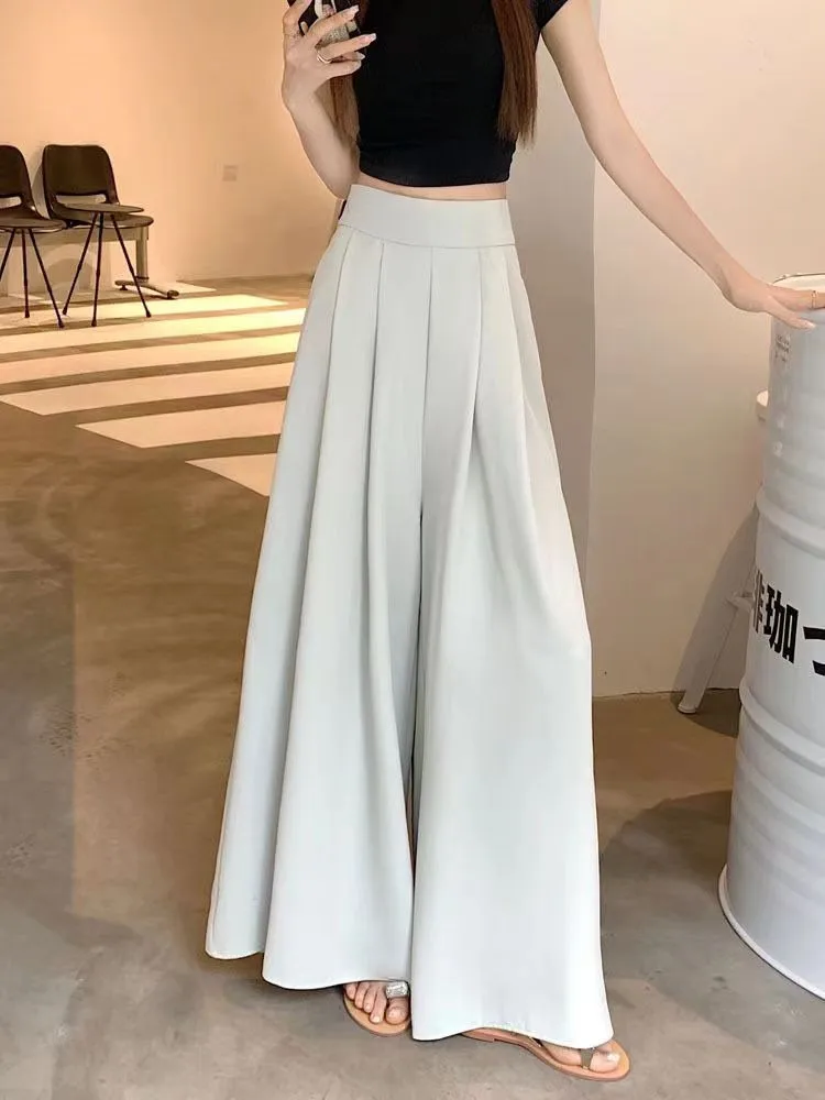 Women's  Spring And Summer Thin Pleated Suit Pants High Waist Draped Slimming Casual Trendy Skirt display picture 37
