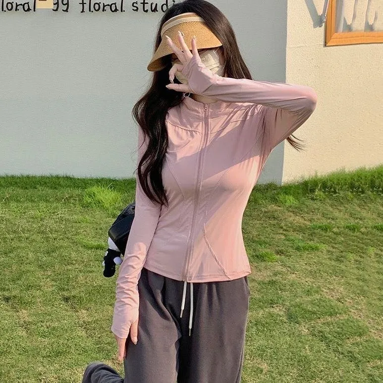 Sun Protection Clothing New Style Collar Casual Loose Ice Silk Breathable Summer Slim-fit Outdoor Sun Protection Clothing Yoga Jacket display picture 5