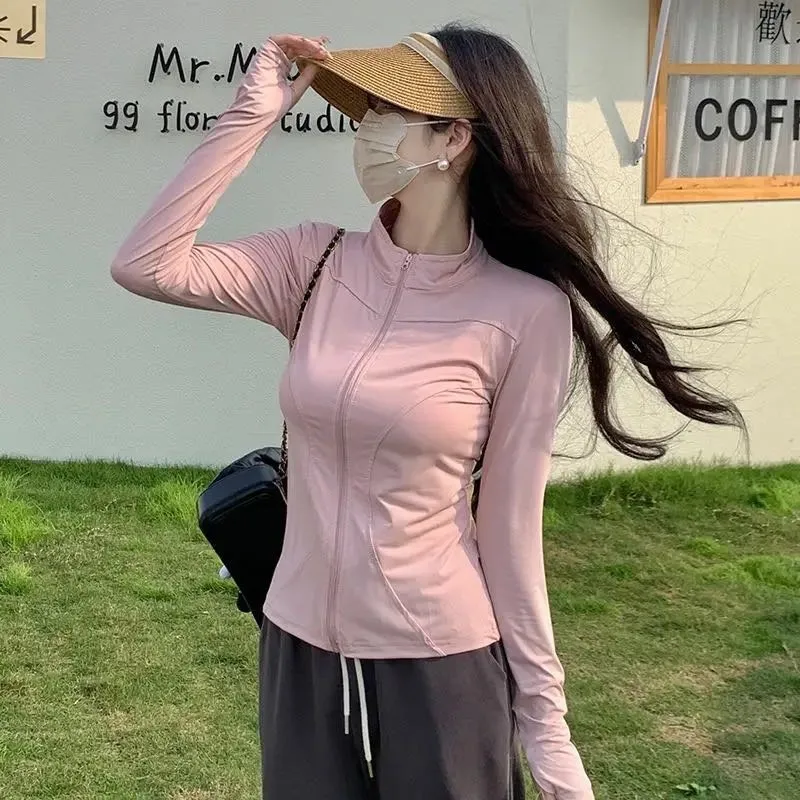 Sun Protection Clothing New Style Collar Casual Loose Ice Silk Breathable Summer Slim-fit Outdoor Sun Protection Clothing Yoga Jacket display picture 6