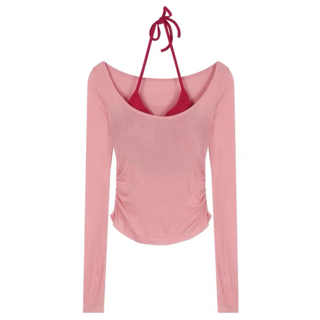 Sunscreen Shirt Suit Hot Girl Sexy Beautiful Back Two-piece Set With Chest Pad Outer Wear Inner T-shirt Base Shirt Outer Wear display picture 2