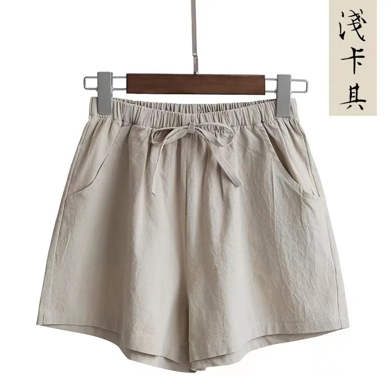 Cotton Linen Casual Shorts Women's Plus Size Wide Leg Pants Home Beach Hot Pants Summer Loose Sports Pants Direct Selling display picture 5