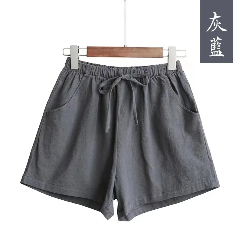 Cotton Linen Casual Shorts Women's Plus Size Wide Leg Pants Home Beach Hot Pants Summer Loose Sports Pants Direct Selling display picture 8