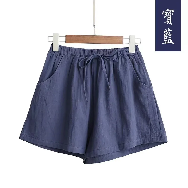 Cotton Linen Casual Shorts Women's Plus Size Wide Leg Pants Home Beach Hot Pants Summer Loose Sports Pants Direct Selling display picture 9
