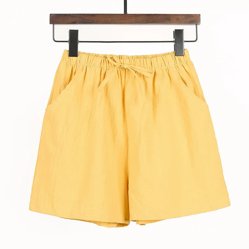 Cotton Linen Casual Shorts Women's Plus Size Wide Leg Pants Home Beach Hot Pants Summer Loose Sports Pants Direct Selling display picture 12