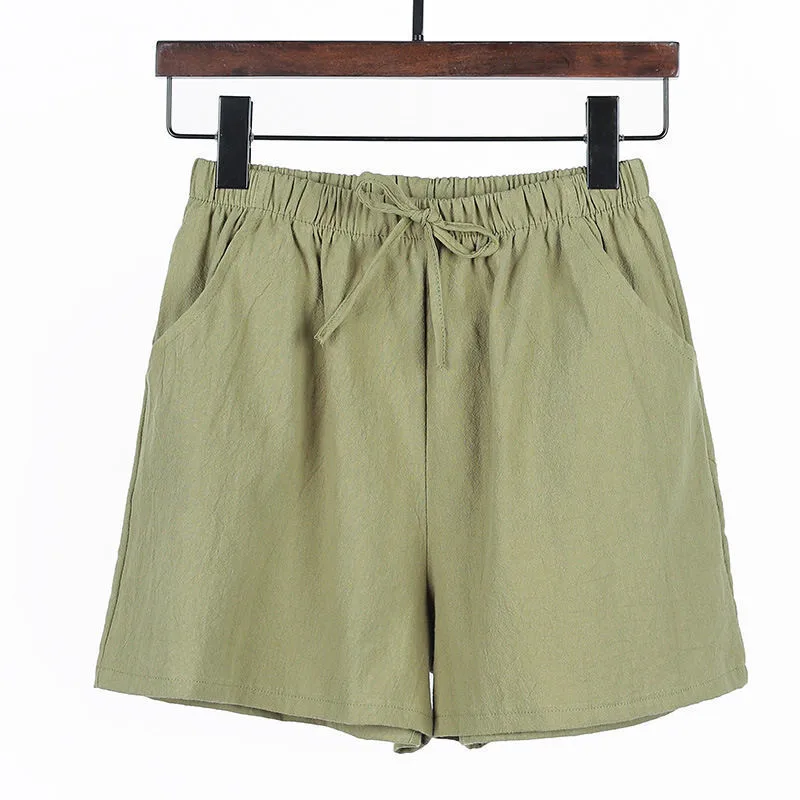 Cotton Linen Casual Shorts Women's Plus Size Wide Leg Pants Home Beach Hot Pants Summer Loose Sports Pants Direct Selling display picture 13