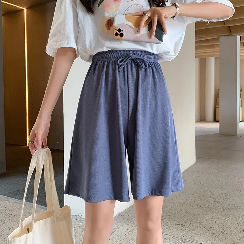 Plus Size Foreign Trade Women's Shorts Five-point Pants Women's High Waist Ice Silk Pants Loose Women's Summer Outer Wear Casual Straight Shorts display picture 5
