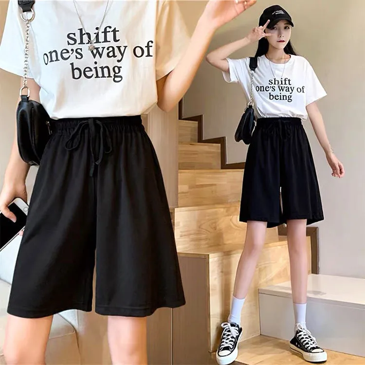 Plus Size Foreign Trade Women's Shorts Five-point Pants Women's High Waist Ice Silk Pants Loose Women's Summer Outer Wear Casual Straight Shorts display picture 7
