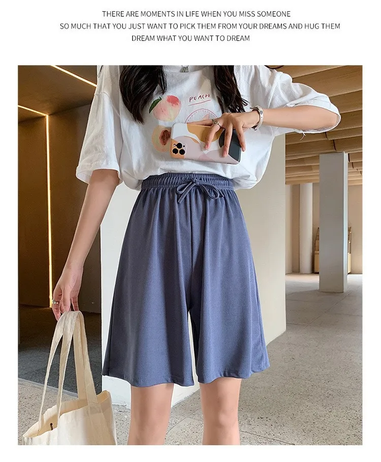 Plus Size Foreign Trade Women's Shorts Five-point Pants Women's High Waist Ice Silk Pants Loose Women's Summer Outer Wear Casual Straight Shorts display picture 12