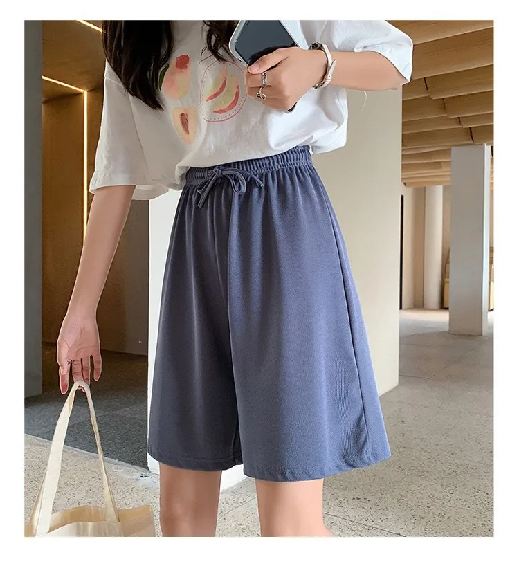 Plus Size Foreign Trade Women's Shorts Five-point Pants Women's High Waist Ice Silk Pants Loose Women's Summer Outer Wear Casual Straight Shorts display picture 15