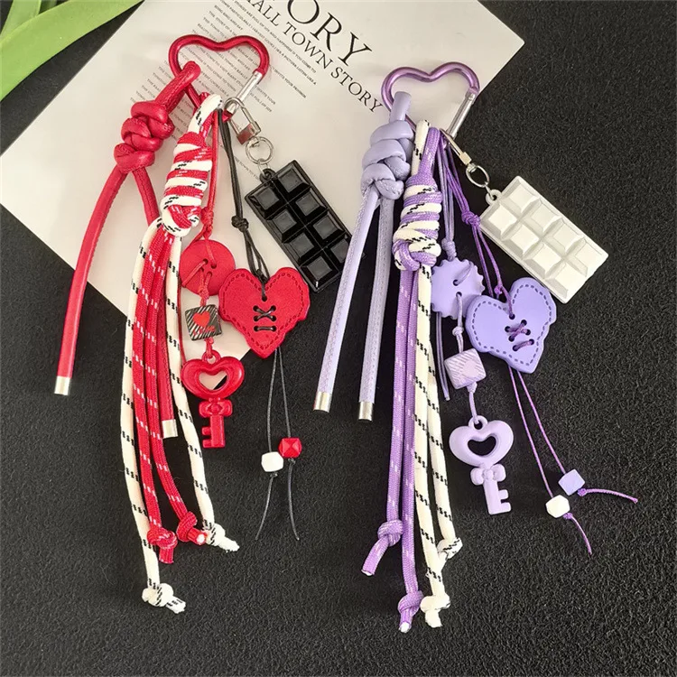Creative Acrylic Love Braided Rope Lady Bag Key Chain Pendant Student Bag Key Chain Pendant Gift display picture 3