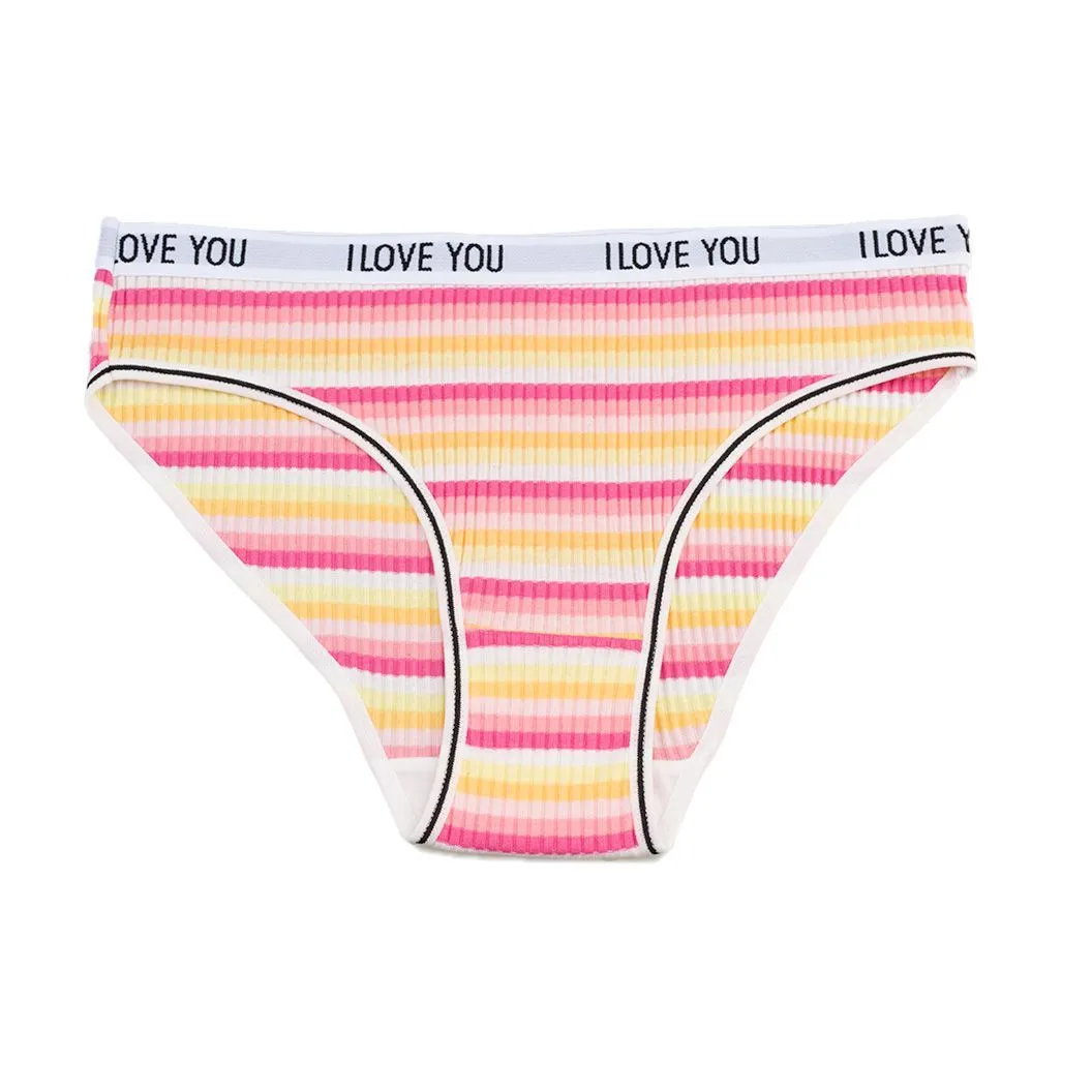 Cotton Threaded Women's Underwear Color Letter Briefs Low Waist Breathable Double Layer Striped Underwear For Girls And Students display picture 5