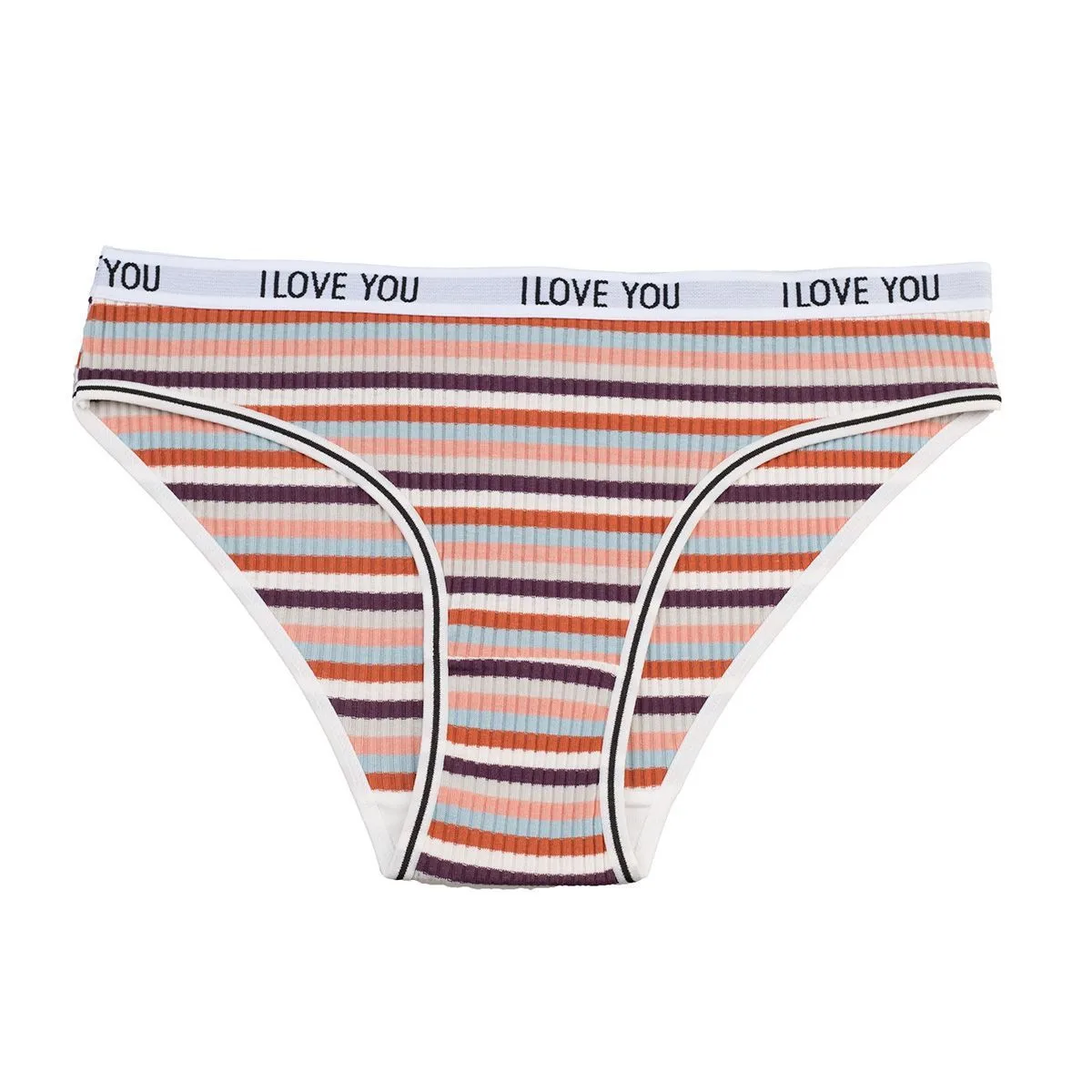 Cotton Threaded Women's Underwear Color Letter Briefs Low Waist Breathable Double Layer Striped Underwear For Girls And Students display picture 6