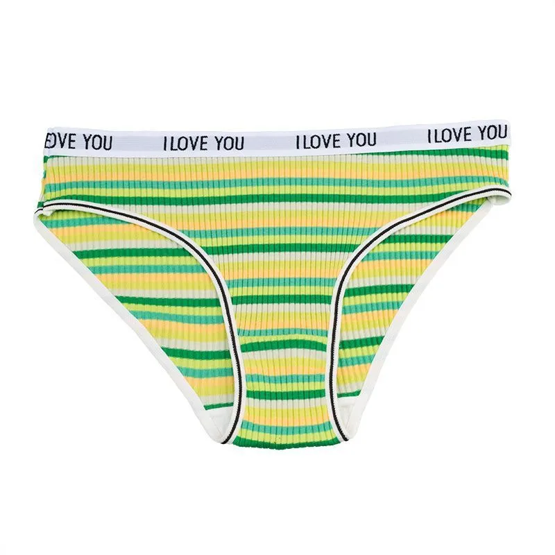 Cotton Threaded Women's Underwear Color Letter Briefs Low Waist Breathable Double Layer Striped Underwear For Girls And Students display picture 7