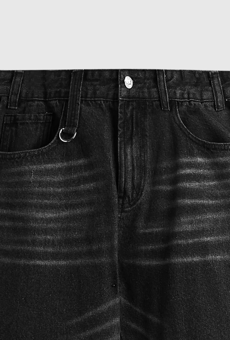 INF Men's Wear | White Washed Wide Leg Jeans  Spring And Summer New Tide Brand Street Retro Old Straight Leg Pants display picture 11