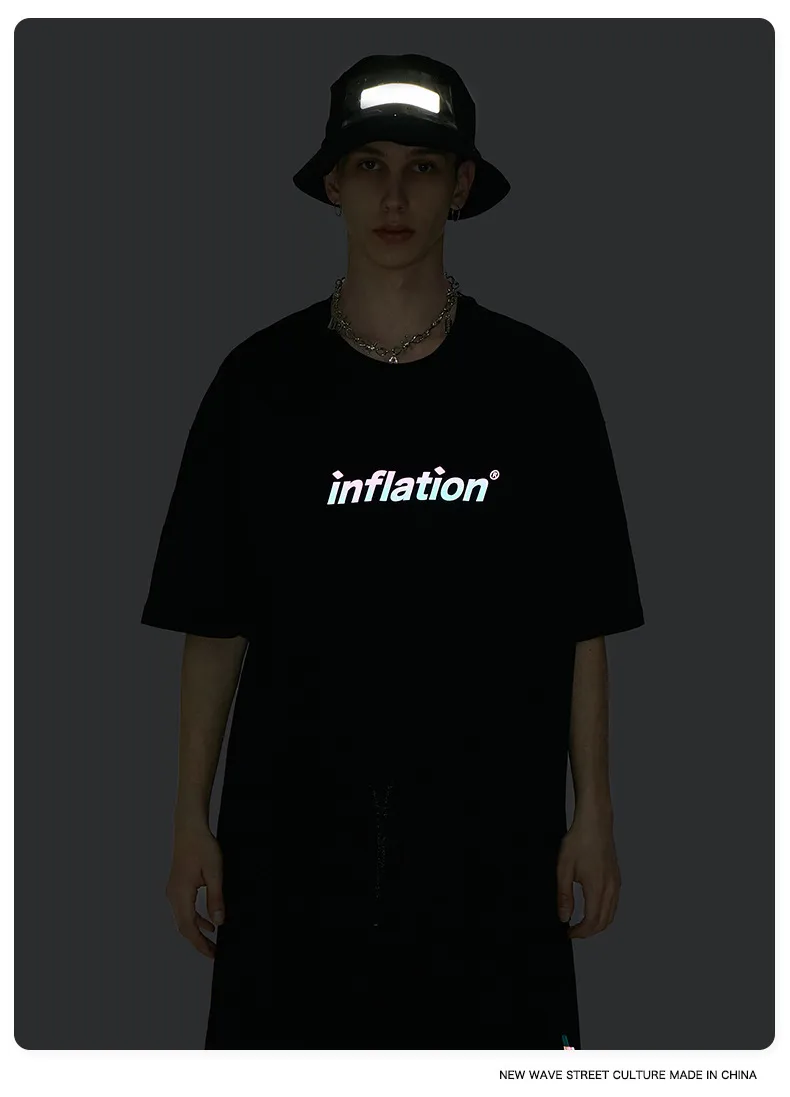 Jie Zhan Discount Store | Loosen Edition Laser Colorful Letter Printing Fashion Brand Street Short Sleeve T-shirt Male display picture 2