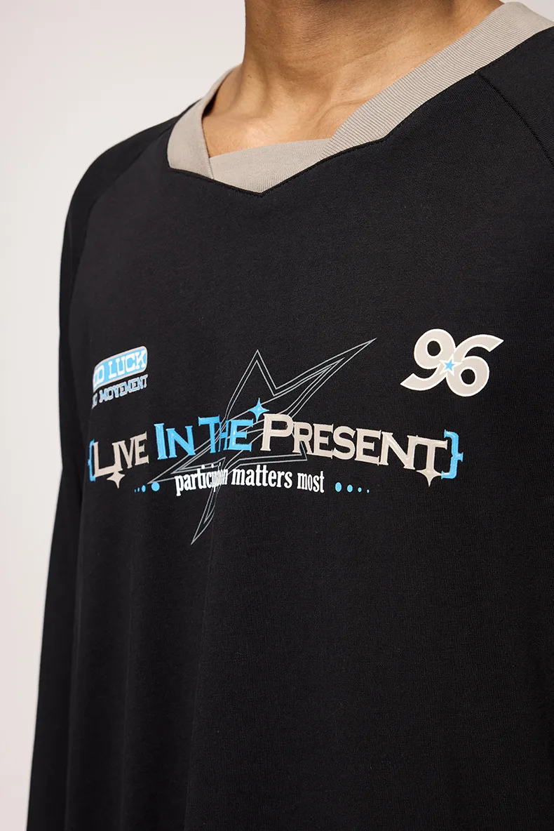 INF Men's | Retro Sports Stitching Long T-shirt  Fall/Winter New Fashion Brand American Stitching Design Leisure Long T display picture 14