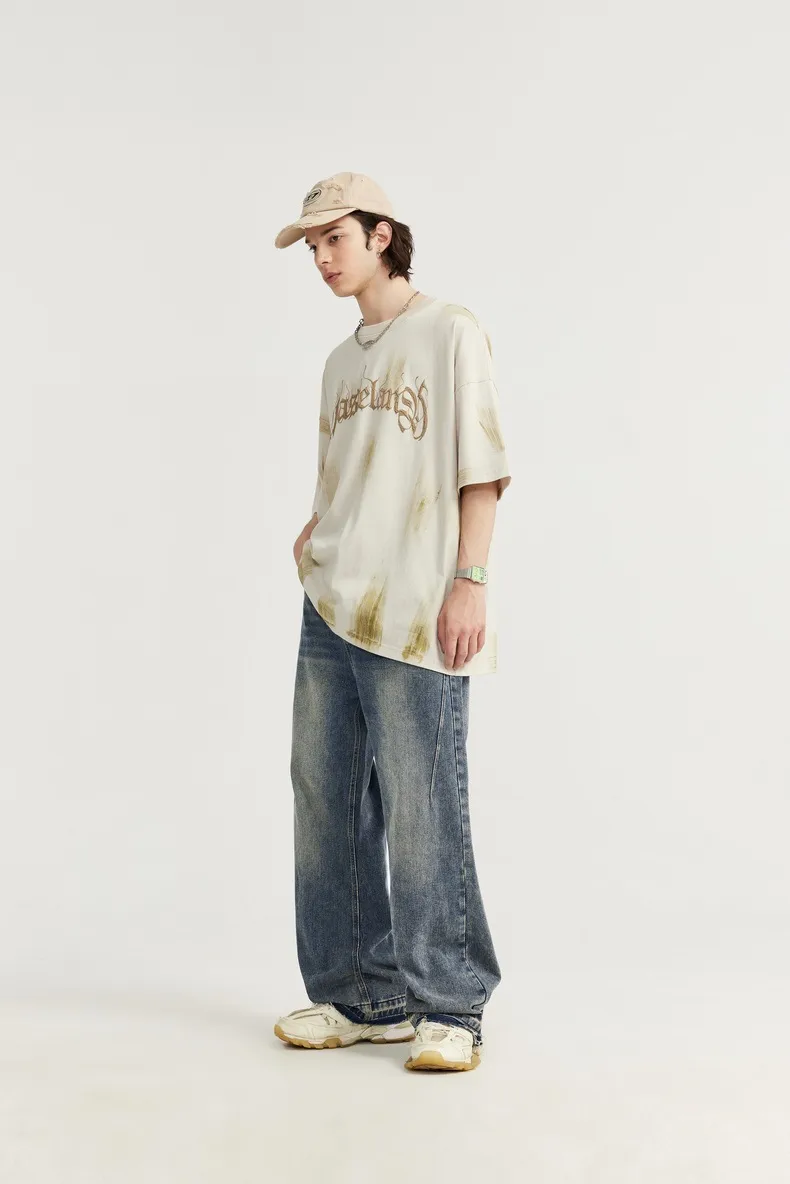 INF Men's | Rough Edge Wash Water Wide Leg Jeans  Spring And Summer New Fashion Brand Street Loose Men's Straight Pants display picture 5
