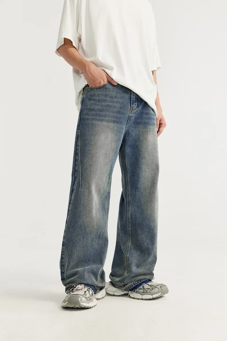 INF Men's | Rough Edge Wash Water Wide Leg Jeans  Spring And Summer New Fashion Brand Street Loose Men's Straight Pants display picture 8