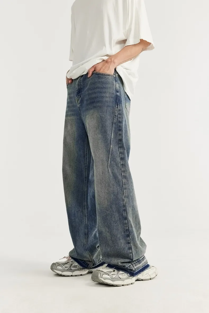 INF Men's | Rough Edge Wash Water Wide Leg Jeans  Spring And Summer New Fashion Brand Street Loose Men's Straight Pants display picture 9