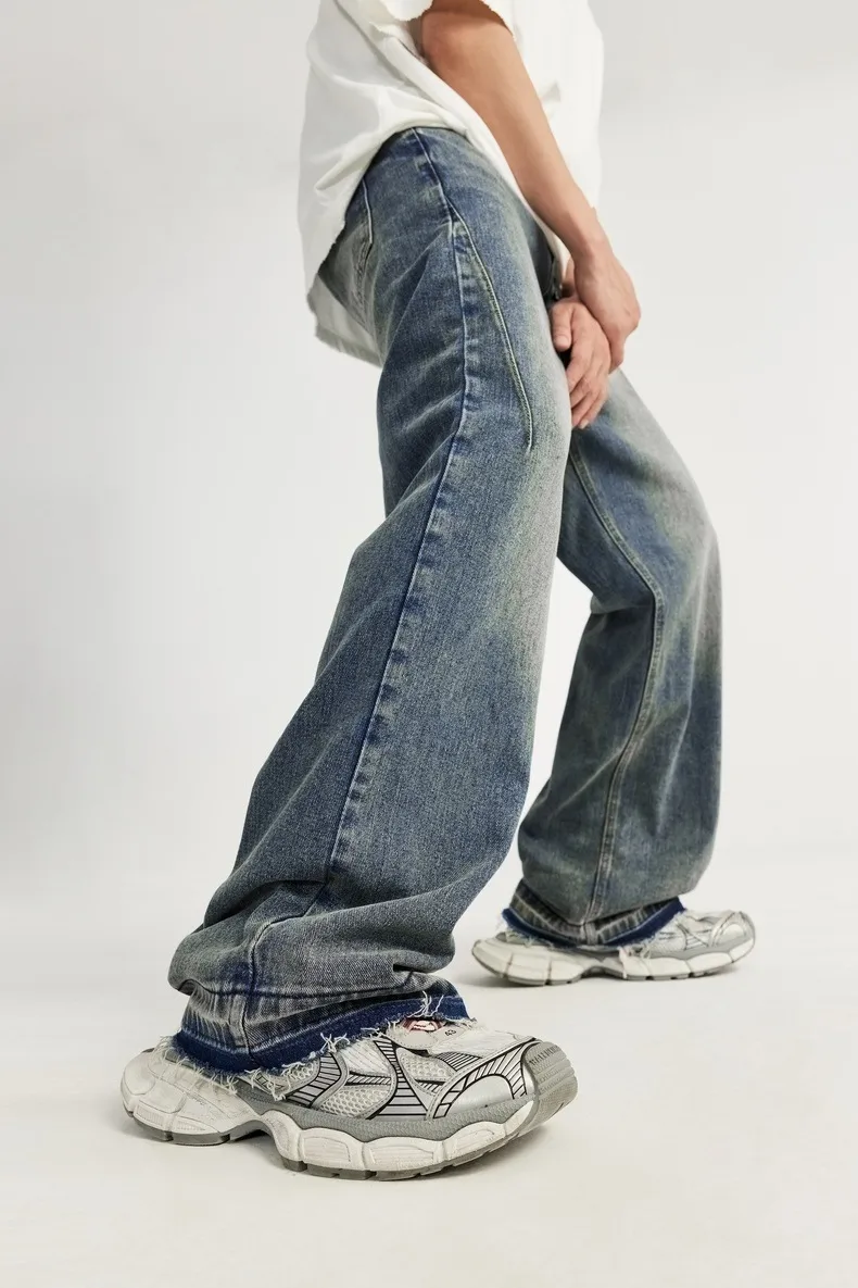 INF Men's | Rough Edge Wash Water Wide Leg Jeans  Spring And Summer New Fashion Brand Street Loose Men's Straight Pants display picture 10