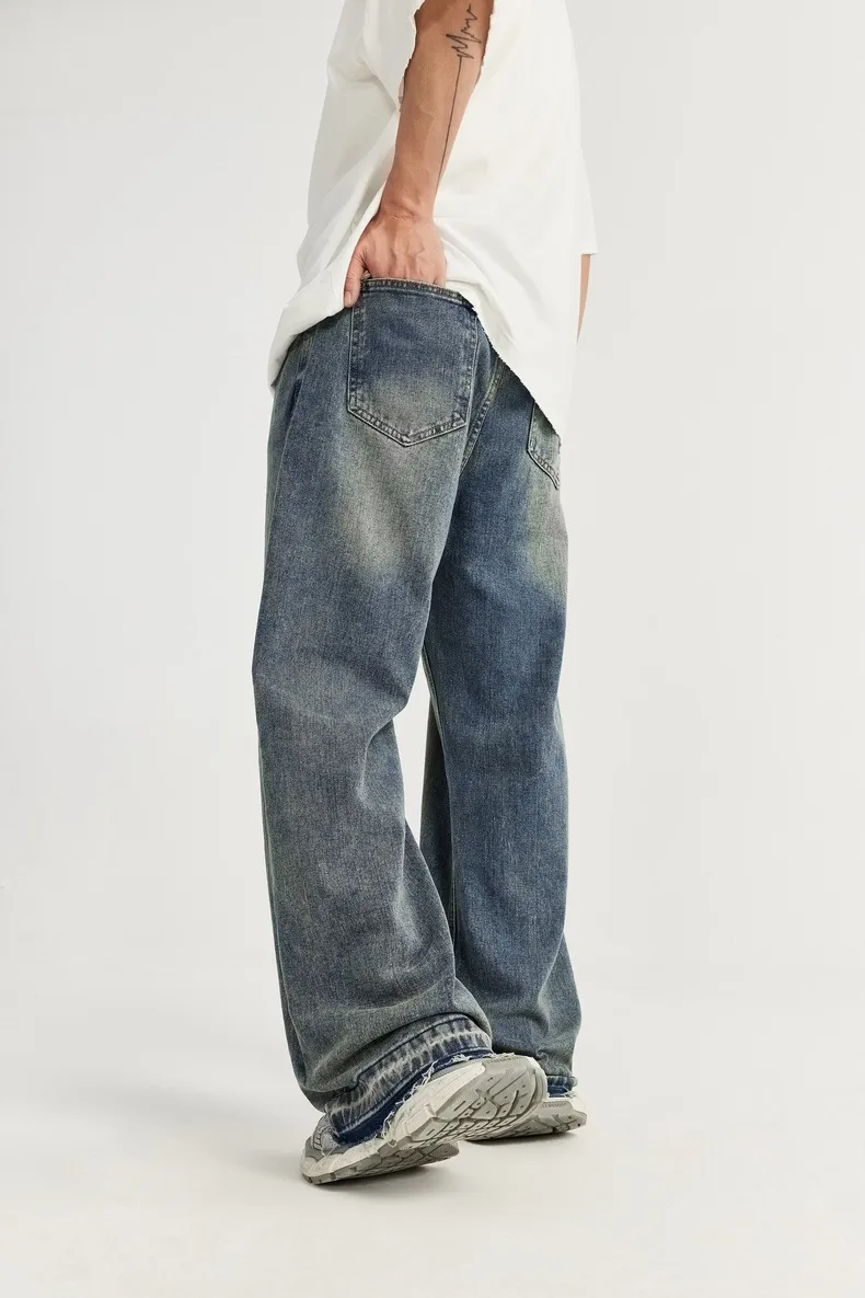 INF Men's | Rough Edge Wash Water Wide Leg Jeans  Spring And Summer New Fashion Brand Street Loose Men's Straight Pants display picture 11