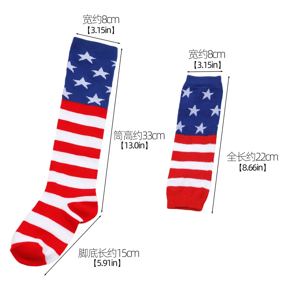 Children's Stars And Stripes Long Socks  Five-pointed Star Socks Gloves American Independence Day Flag Socks Children's Suit display picture 1