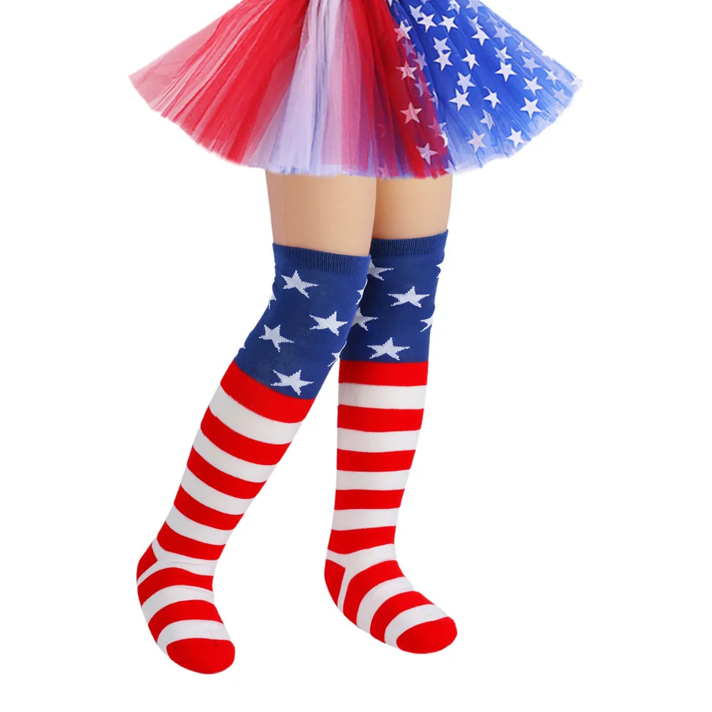 Children's Stars And Stripes Long Socks  Five-pointed Star Socks Gloves American Independence Day Flag Socks Children's Suit display picture 5