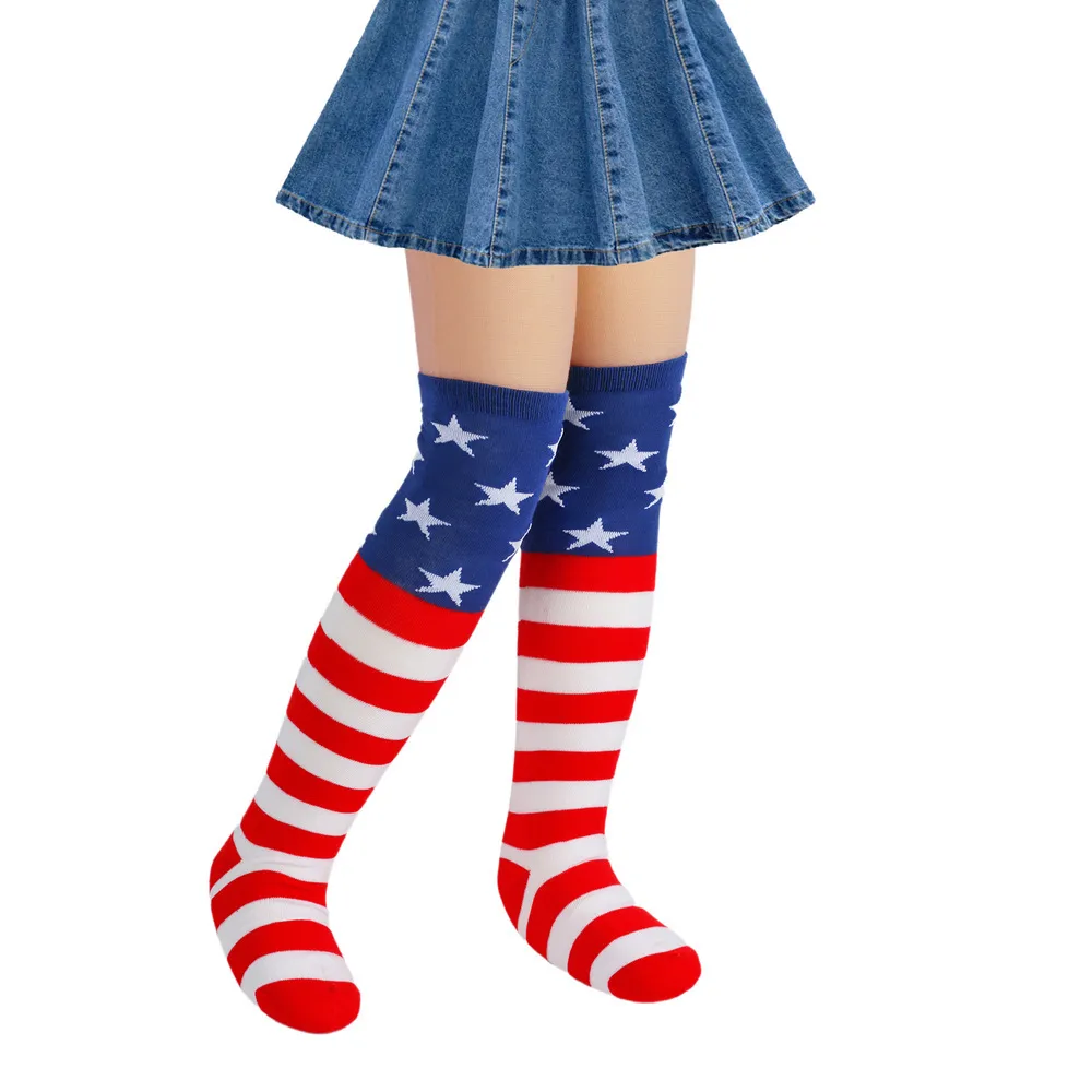 Children's Stars And Stripes Long Socks  Five-pointed Star Socks Gloves American Independence Day Flag Socks Children's Suit display picture 6