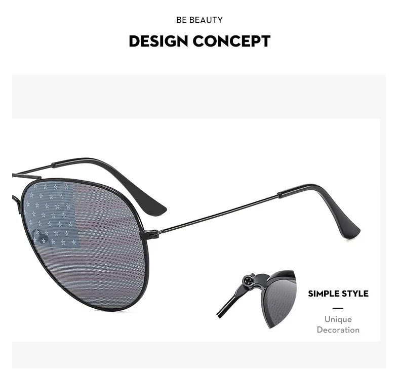 Metal Double Beam Classic Retro American Flag Independence Day Sunglasses Sunglasses Toad Sunglasses Male 3025 display picture 2