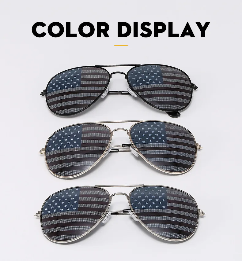 Metal Double Beam Classic Retro American Flag Independence Day Sunglasses Sunglasses Toad Sunglasses Male 3025 display picture 3