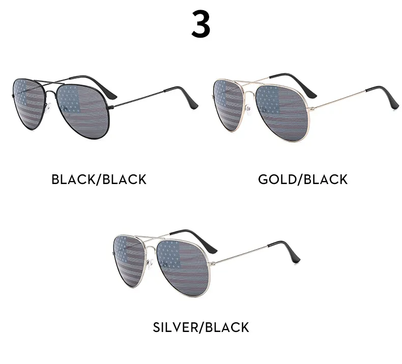 Metal Double Beam Classic Retro American Flag Independence Day Sunglasses Sunglasses Toad Sunglasses Male 3025 display picture 7