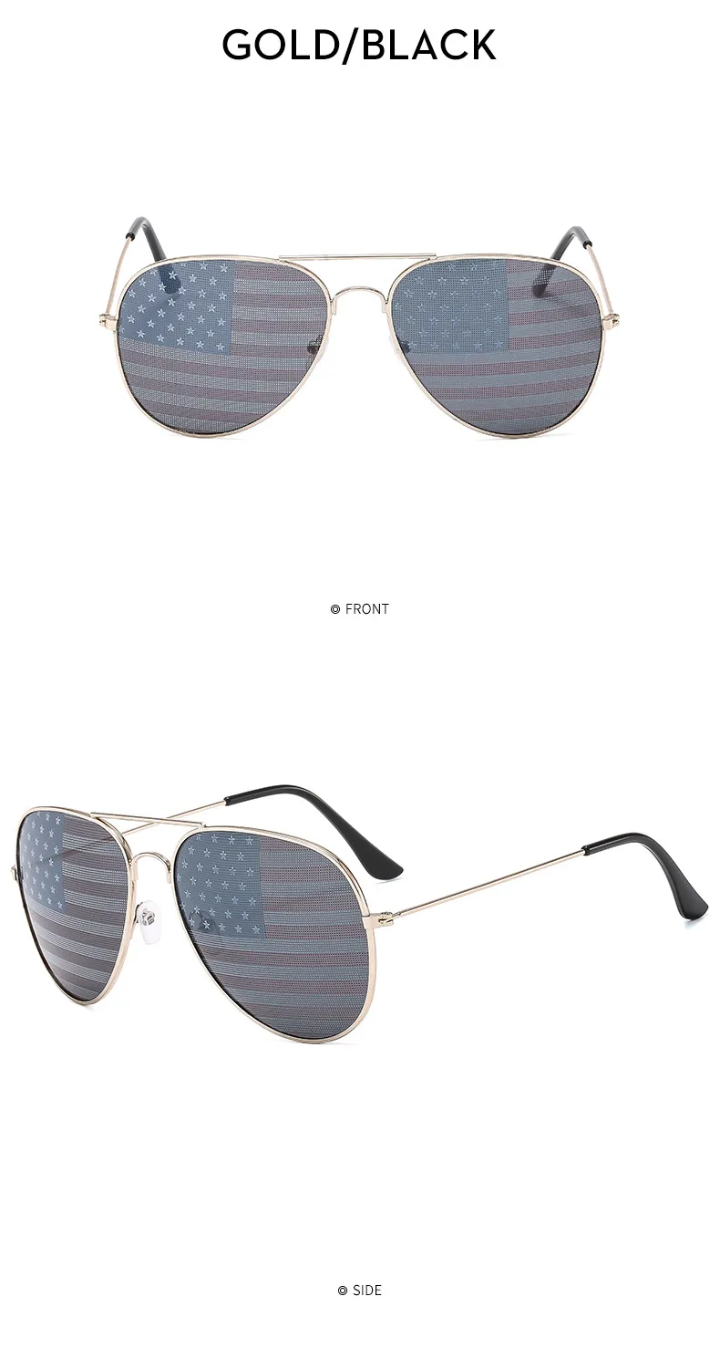 Metal Double Beam Classic Retro American Flag Independence Day Sunglasses Sunglasses Toad Sunglasses Male 3025 display picture 10