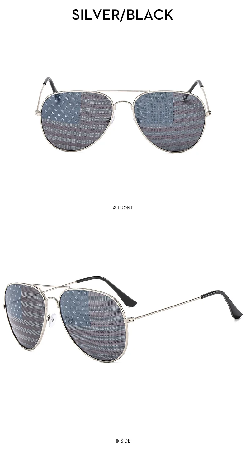 Metal Double Beam Classic Retro American Flag Independence Day Sunglasses Sunglasses Toad Sunglasses Male 3025 display picture 11