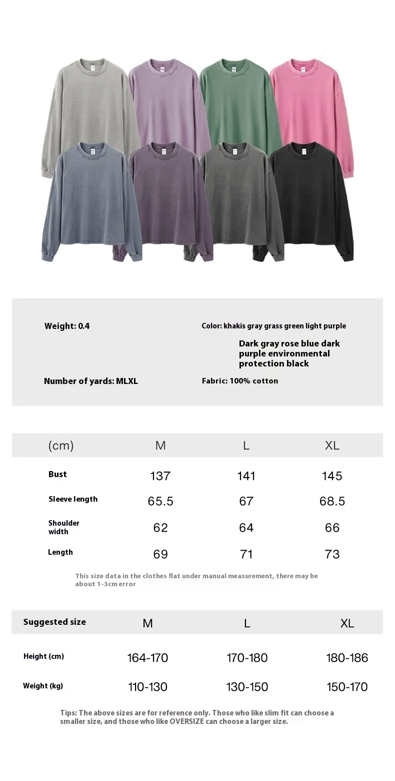 Jie Zhan Men's Wear | Dune Boxy Long T-shirt 25 Spring/Summer American Retro Tide Brand Pure Cotton 270G Washed Old Long Sleeve display picture 1