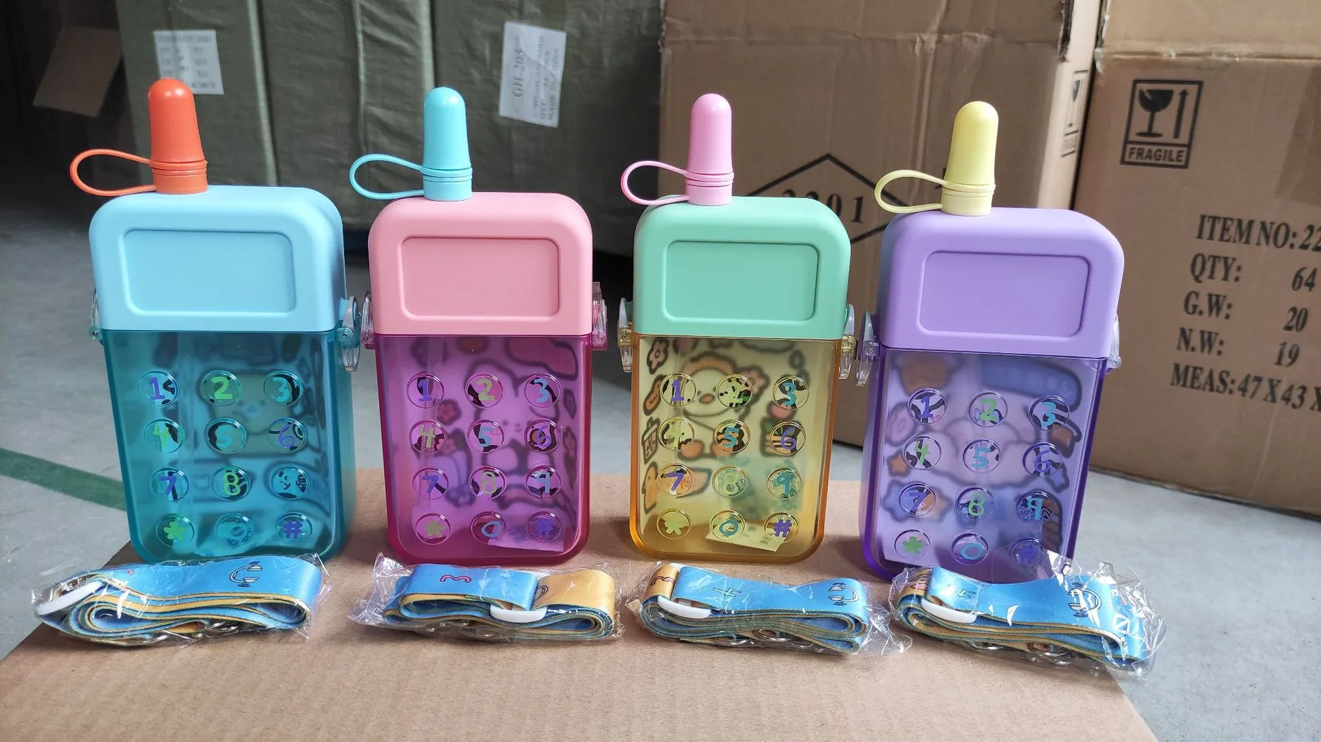Creative Cartoon Cute Mobile Phone Cup Straw Water Cup Macaron Stickers For Children Adult Female University And Middle School Students display picture 4
