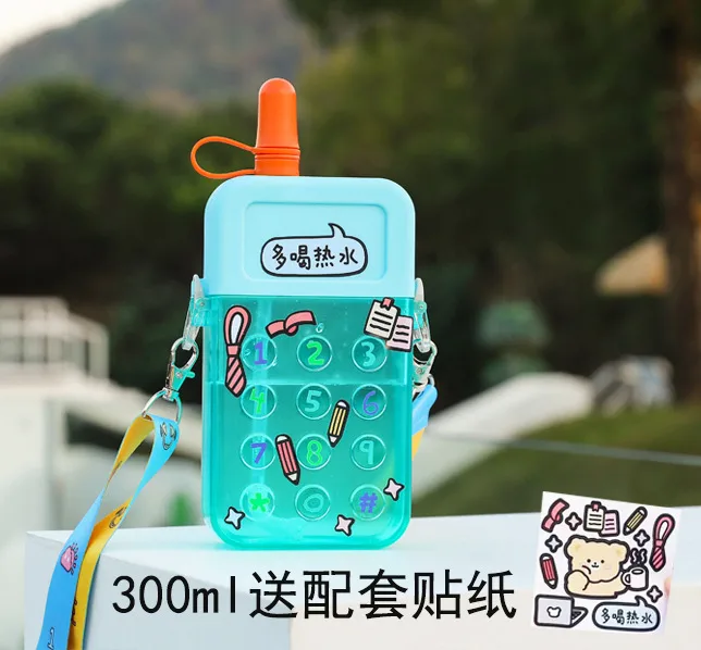 Creative Cartoon Cute Mobile Phone Cup Straw Water Cup Macaron Stickers For Children Adult Female University And Middle School Students display picture 10