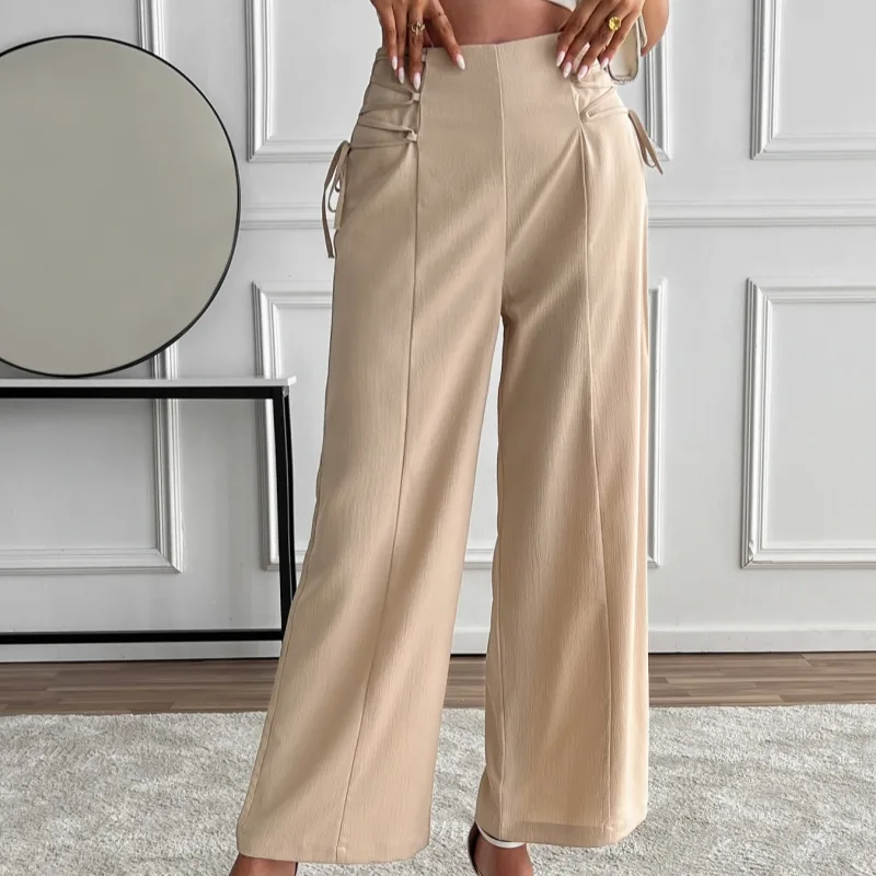 Women's Casual Holiday Daily Casual Simple Style Classic Style Solid Color Full Length Casual Pants Wide Leg Pants display picture 5