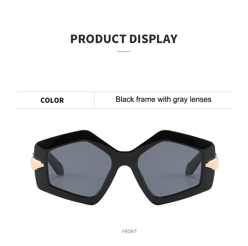 Streetwear Cool Style Solid Color PC UV400 Protection Tinted Lenses Polygon Full Frame Glasses display picture 9