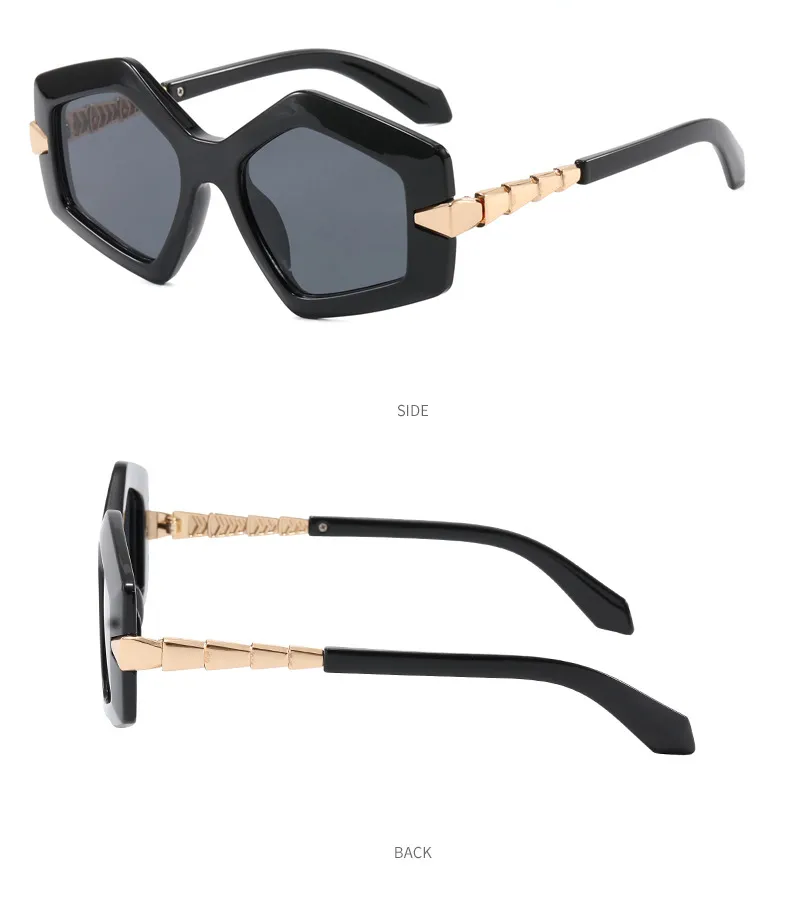 Streetwear Cool Style Solid Color PC UV400 Protection Tinted Lenses Polygon Full Frame Glasses display picture 10